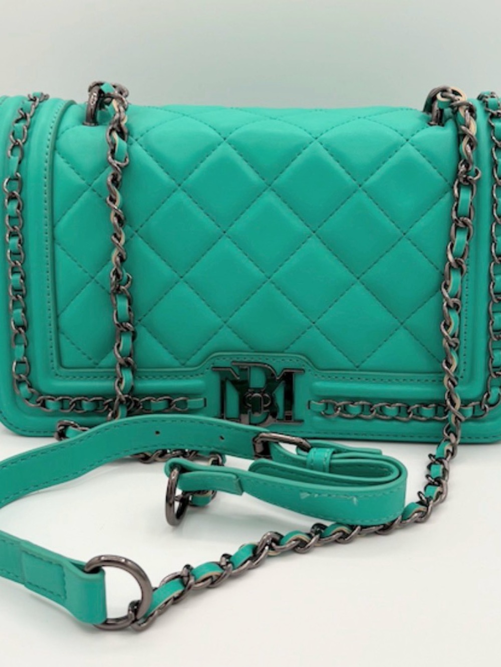 NWT Badgley Mischka Quilted Teal Chain Shoulder Bag
